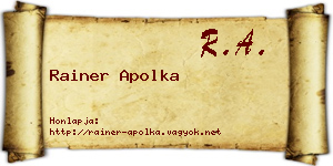 Rainer Apolka névjegykártya